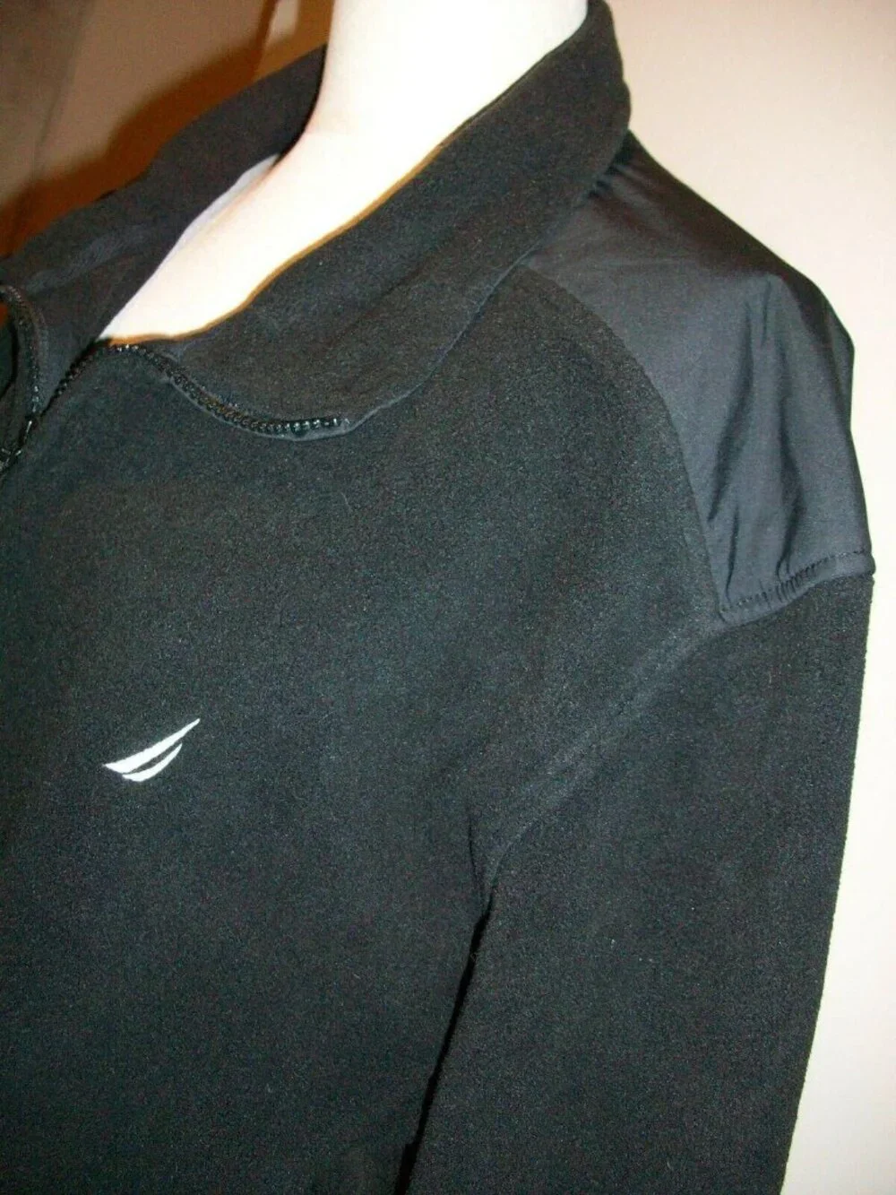 Nautica Mens Black Fleece Zip Jacket Light Stand Up Collar Fall Size XL Ex Large